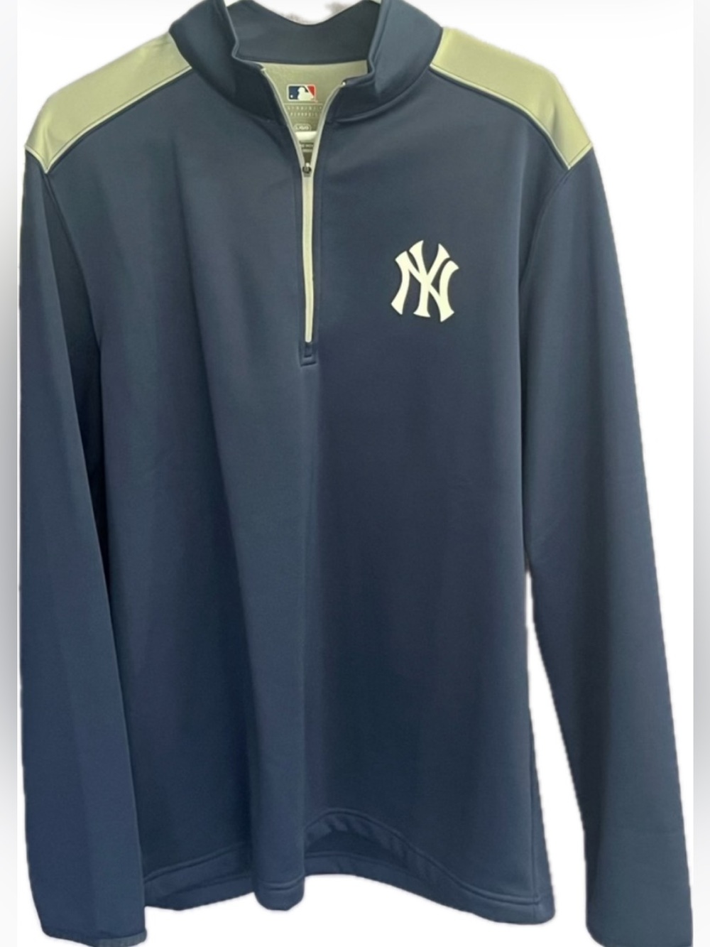 MLB NY New York Yankees blue gray mens long sleeve windbreaker sweatshirt jacket